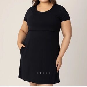 Kindred Bravely Bamboo Nursing Dress Black Short Sleeve Mini Dress Large
